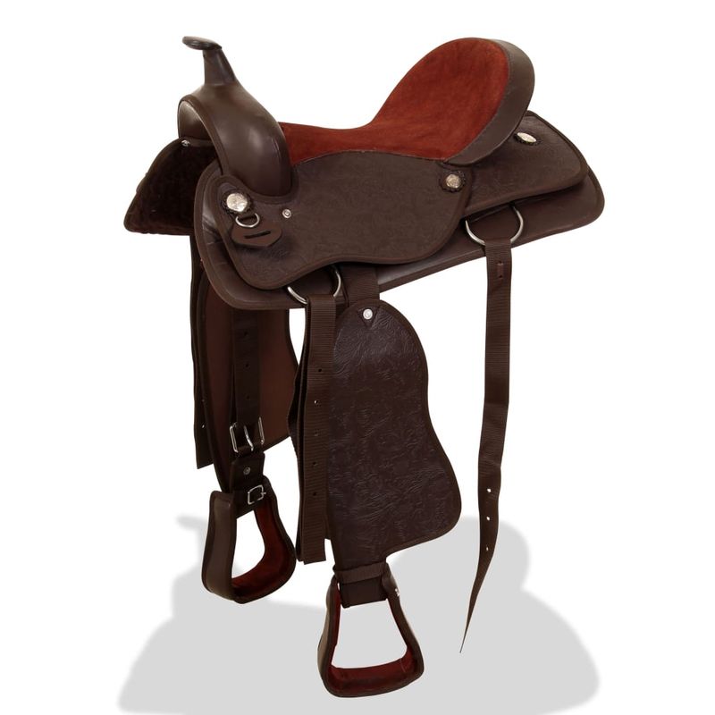 Sport si Outdoor - Accesorii si echipamente sportive - Echitatie - Sa Western, capastru & pieptar, piele naturala, 16", maro - Infinity.ro