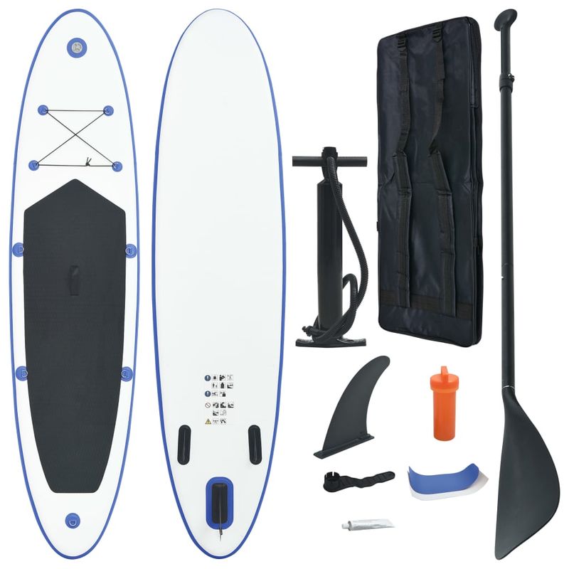 Sport si Outdoor - Sporturi acvatice - Sporturi pe placa - Stand up paddle - Set placa SUP, albastru si alb - Infinity.ro