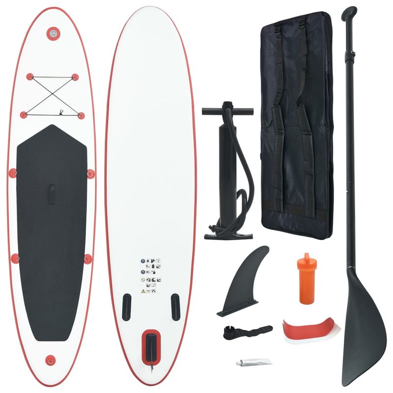 Sport si Outdoor - Sporturi acvatice - Sporturi pe placa - Stand up paddle - Set placa SUP, rosu si alb - Infinity.ro