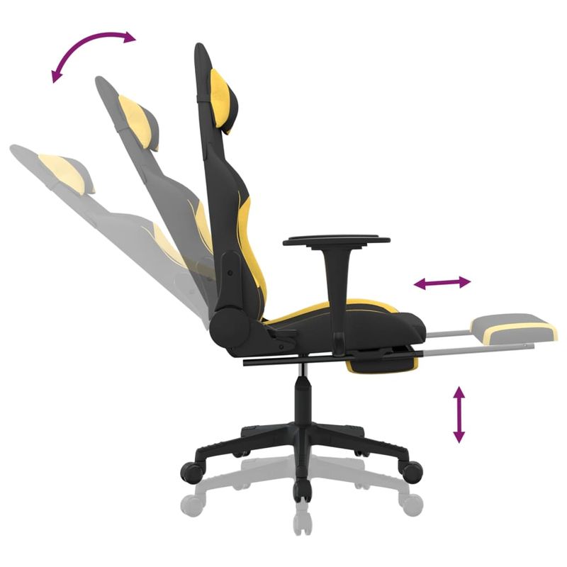 PC, gaming si accesorii - Gaming - Accesorii gaming - Scaune gaming - Scaun de gaming cu masaj/suport picioare, negru/galben, textil - Infinity.ro