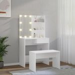 Casa si Gradina - Mobilier - Comode si corpuri - Masute de toaleta - Set masuta de toaleta cu LED, alb, lemn prelucrat - Infinity.ro