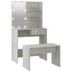 Casa si Gradina - Mobilier - Comode si corpuri - Masute de toaleta - Set masuta de toaleta cu LED, gri beton, lemn prelucrat, mărime 74.5x40x141 cm - Infinity.ro