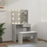 Casa si Gradina - Mobilier - Comode si corpuri - Masute de toaleta - Set masuta de toaleta cu LED, gri beton, lemn prelucrat, mărime 74.5x40x141 cm - Infinity.ro