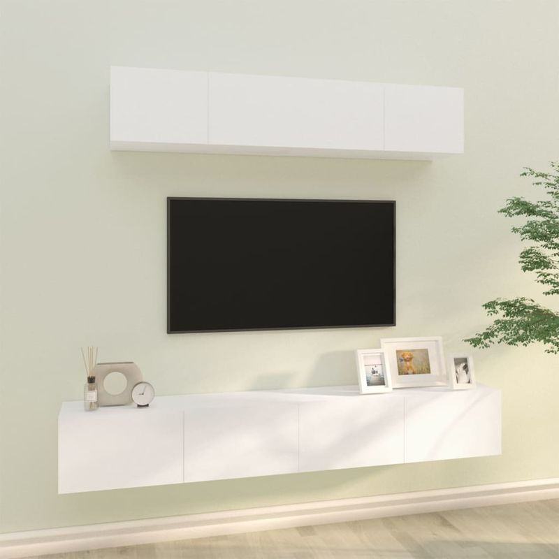 Casa si Gradina - Mobilier - Seturi de mobilier - Seturi living - Set dulap TV, 4 piese, alb, lemn prelucrat - Infinity.ro
