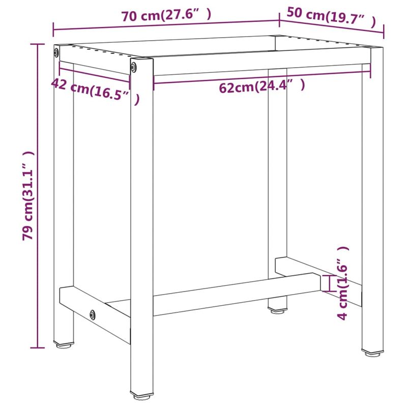Casa si Gradina - Mobilier - Feronerie si accesorii mobila - Cadru metalic banc de lucru, negru mat/rosu mat, 70x50x79 cm, metal - Infinity.ro