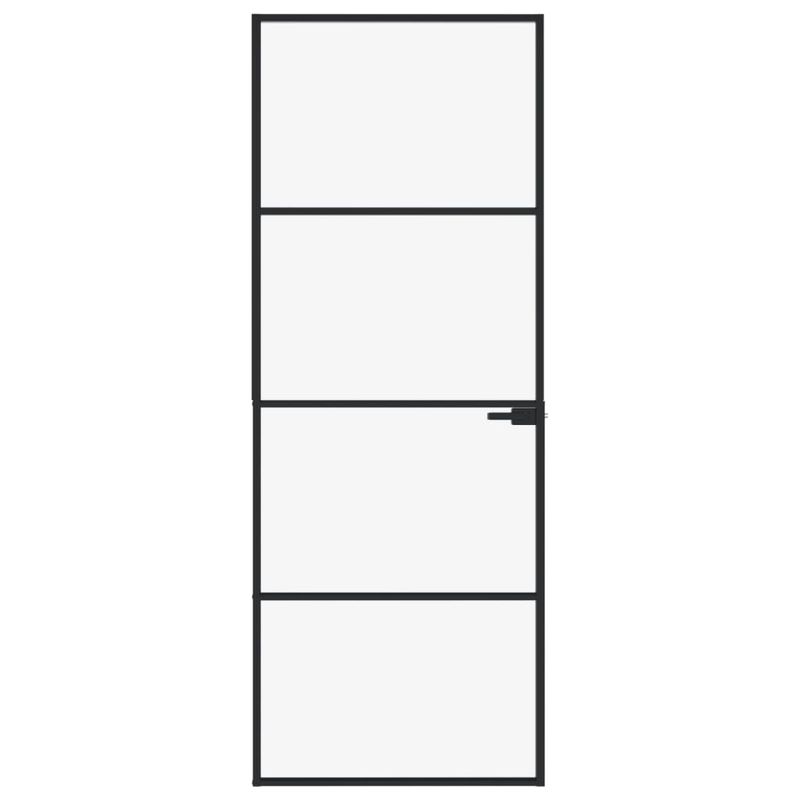 Casa si Gradina - Constructii - Usi interior, exterior si garaj - Usi interior - Usa de interior negru 76x201,5 cm sticla securiz./aluminiu slim, negru și transparent, model 3 bare orizontale - Infinity.ro