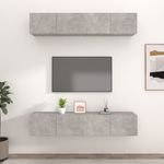 Casa si Gradina - Mobilier - Comode si corpuri - Comode - Comode TV, 4 buc., gri beton, 80x30x30 cm, lemn prelucrat - Infinity.ro