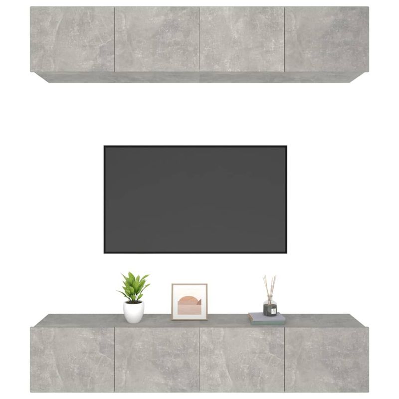 Casa si Gradina - Mobilier - Comode si corpuri - Comode - Comode TV, 4 buc., gri beton, 80x30x30 cm, lemn prelucrat - Infinity.ro