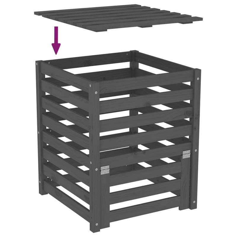 Casa si Gradina - Gradinarit si plante - Unelte gradinarit - Compostoare gradina - Compostor, gri, 63,5x63,5x77,5 cm, lemn masiv de pin - Infinity.ro
