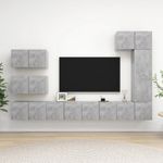 Casa si Gradina - Mobilier - Seturi de mobilier - Seturi living - Set dulapuri TV, 8 piese, gri beton, lemn prelucrat - Infinity.ro