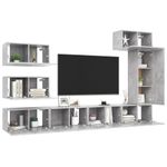 Casa si Gradina - Mobilier - Seturi de mobilier - Seturi living - Set dulapuri TV, 8 piese, gri beton, lemn prelucrat - Infinity.ro