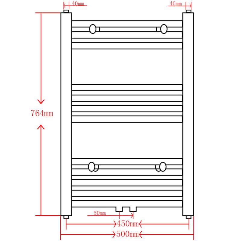 Casa si Gradina - Termice - Generatoare de aer cald - Radiator port-prosop incalzire centrala baie drept negru 500 x 764 mm - Infinity.ro