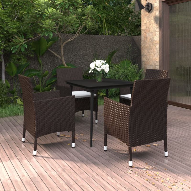 Casa si Gradina - Gradina si terasa - Mobilier exterior - Seturi mobila gradina - Set mobilier de gradina cu perne 5 piese poliratan & sticla - Infinity.ro