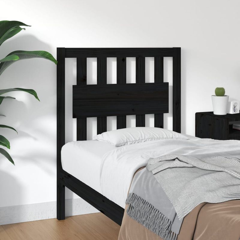 Casa si Gradina - Mobilier - Paturi si accesorii - Accesorii paturi - Tablie de pat, negru, 80,5x4x100 cm, lemn masiv de pin - Infinity.ro