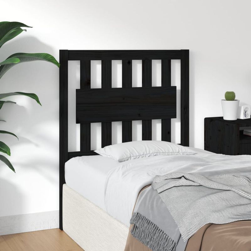 Casa si Gradina - Mobilier - Paturi si accesorii - Accesorii paturi - Tablie de pat, negru, 80,5x4x100 cm, lemn masiv de pin - Infinity.ro