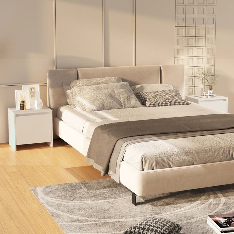 Casa si Gradina - Mobilier - Comode si corpuri - Noptiere - Noptiera, 2 buc., alb, 45x34x44,5 cm, PAL - Infinity.ro