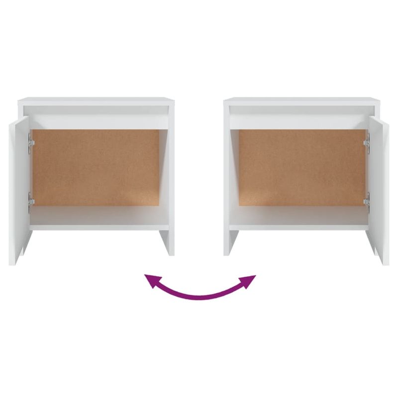 Casa si Gradina - Mobilier - Comode si corpuri - Noptiere - Noptiera, 2 buc., alb, 45x34x44,5 cm, PAL - Infinity.ro