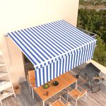 Casa si Gradina - Gradina si terasa - Umbrele si pavilioane - Umbrele - Copertina retractabila manual cu stor, albastru&alb, 4x3 m - Infinity.ro