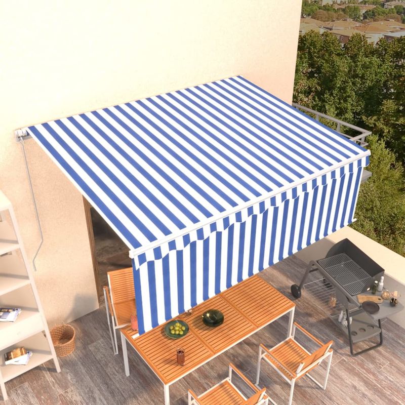Casa si Gradina - Gradina si terasa - Umbrele si pavilioane - Umbrele - Copertina retractabila manual cu stor, albastru&alb, 4x3 m - Infinity.ro