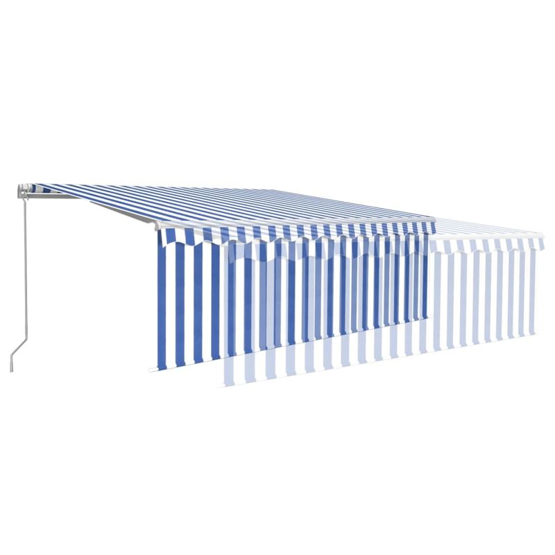 Casa si Gradina - Gradina si terasa - Umbrele si pavilioane - Umbrele - Copertina retractabila manual cu stor, albastru&alb, 4x3 m - Infinity.ro