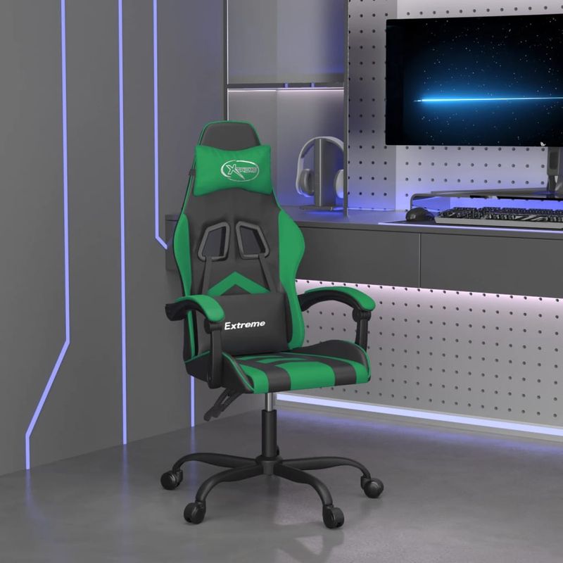 PC, gaming si accesorii - Gaming - Accesorii gaming - Scaune gaming - Scaun de jocuri, negru si verde, piele ecologica - Infinity.ro