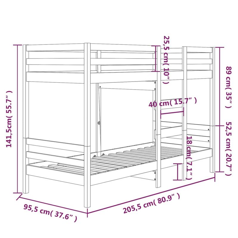 Casa si Gradina - Mobilier - Paturi si accesorii - Paturi - Pat supraetajat, alb, 90x200 cm, lemn masiv de pin - Infinity.ro