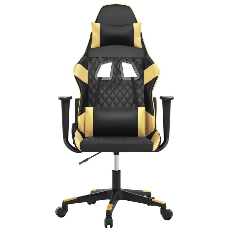 PC, gaming si accesorii - Gaming - Accesorii gaming - Scaune gaming - Scaun de jocuri, negru si auriu, piele ecologica - Infinity.ro