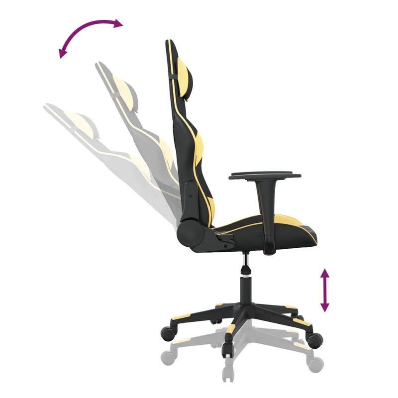 PC, gaming si accesorii - Gaming - Accesorii gaming - Scaune gaming - Scaun de jocuri, negru si auriu, piele ecologica - Infinity.ro