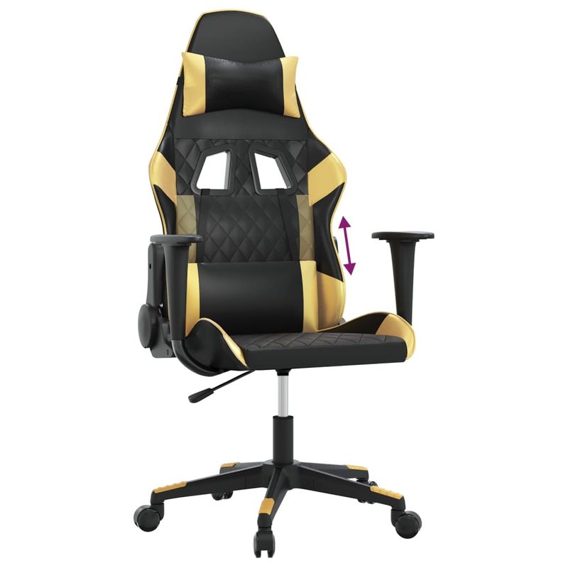 PC, gaming si accesorii - Gaming - Accesorii gaming - Scaune gaming - Scaun de jocuri, negru si auriu, piele ecologica - Infinity.ro