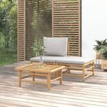 Casa si Gradina - Gradina si terasa - Mobilier exterior - Canapele si fotolii gradina - Set mobilier de gradina cu perne gri deschis, 3 piese, bambus - Infinity.ro