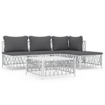 Casa si Gradina - Gradina si terasa - Mobilier exterior - Seturi mobila gradina - Set mobilier de gradina, 5 piese, cu perne, alb, otel - Infinity.ro