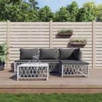 Casa si Gradina - Gradina si terasa - Mobilier exterior - Seturi mobila gradina - Set mobilier de gradina, 5 piese, cu perne, alb, otel - Infinity.ro
