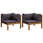 Casa si Gradina - Gradina si terasa - Mobilier exterior - Canapele si fotolii gradina - Canapele de colt, 2 buc., perne gri inchis, lemn masiv acacia - Infinity.ro