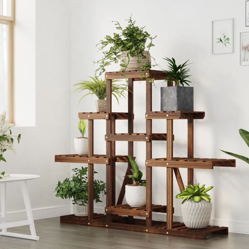 Casa si Gradina - Gradinarit si plante - Plante si ghivece - Ghivece si suporturi - Suport pentru flori, 110x25x96 cm, lemn masiv de brad, maro - Infinity.ro