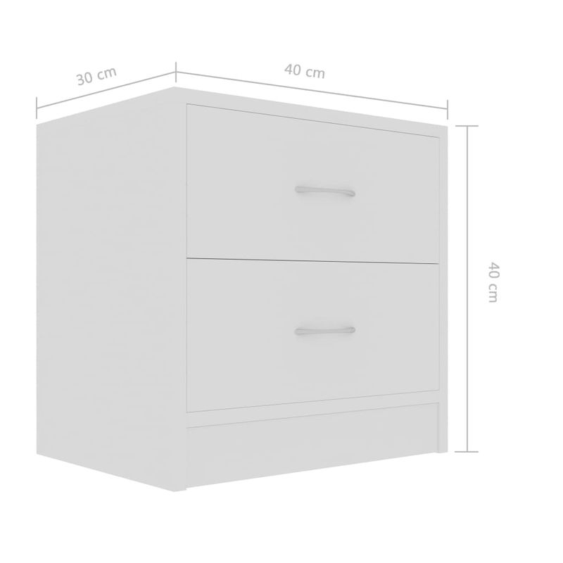 Casa si Gradina - Mobilier - Comode si corpuri - Noptiere - Noptiera, 2 buc., alb, 40 x 30 x 40 cm, PAL - Infinity.ro