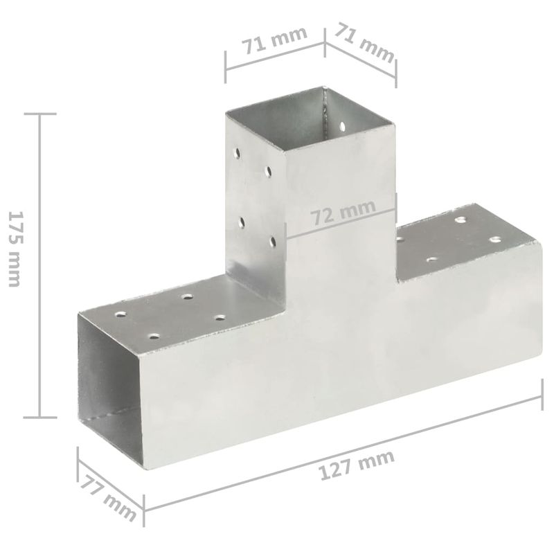 Casa si Gradina - Gradina si terasa - Garduri, panouri si accesorii - Conector de grinda, forma T, 71 x 71 mm, metal galvanizat - Infinity.ro