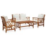 Casa si Gradina - Gradina si terasa - Mobilier exterior - Seturi mobila gradina - Set mobilier de gradina cu perne, 4 piese, lemn masiv de acacia - Infinity.ro