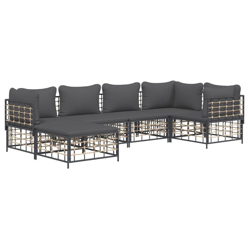Casa si Gradina - Gradina si terasa - Mobilier exterior - Canapele si fotolii gradina - Set sezlonguri de gradina 6 piese cu perne, antracit, poliratan - Infinity.ro