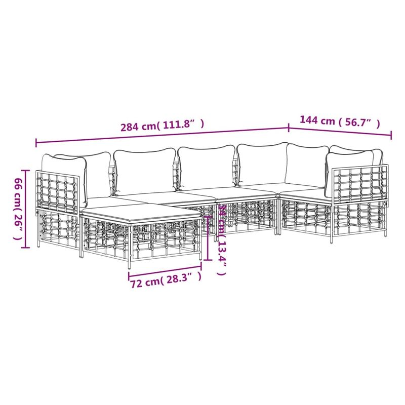 Casa si Gradina - Gradina si terasa - Mobilier exterior - Canapele si fotolii gradina - Set sezlonguri de gradina 6 piese cu perne, antracit, poliratan - Infinity.ro