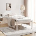 Casa si Gradina - Mobilier - Paturi si accesorii - Paturi - Pat pentru seniori mic single, alb, 75x190 cm, lemn masiv pin - Infinity.ro