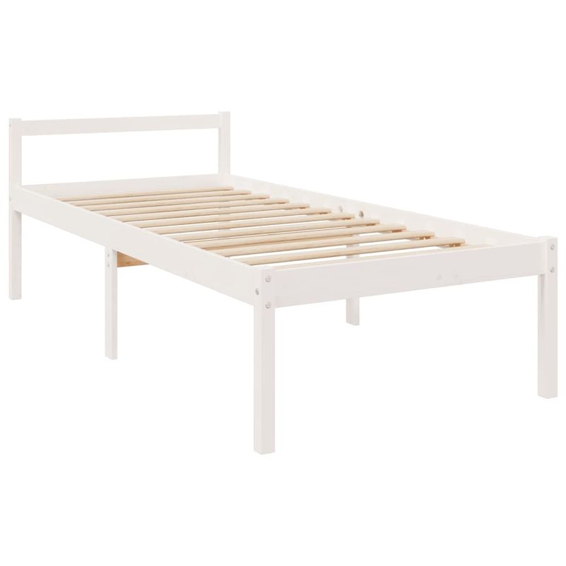 Casa si Gradina - Mobilier - Paturi si accesorii - Paturi - Pat pentru seniori mic single, alb, 75x190 cm, lemn masiv pin - Infinity.ro