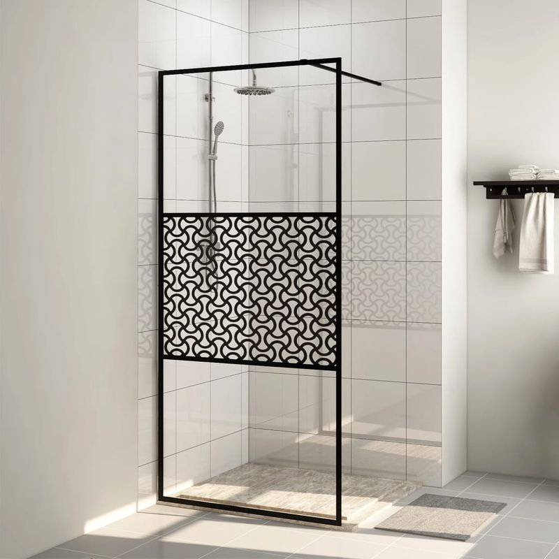 Casa si Gradina - Sanitare - Cazi si cabine de dus - Paravane si usi - Paravan de dus walk-in negru 80x195 cm sticla ESG transparenta - Infinity.ro
