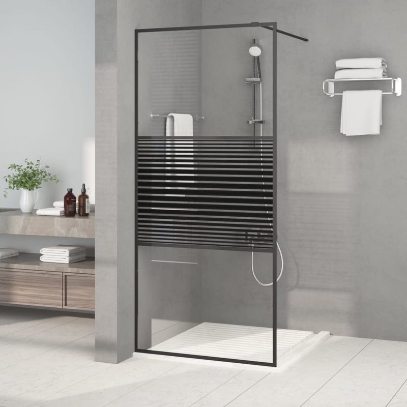 Casa si Gradina - Sanitare - Cazi si cabine de dus - Paravane si usi - Paravan de dus walk-in negru 90x195 cm sticla ESG transparenta - Infinity.ro
