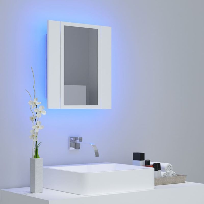 Casa si Gradina - Mobilier - Mobilier baie - Corpuri baie - Dulap de baie cu oglinda & LED, alb, 40x12x45 cm, acril - Infinity.ro