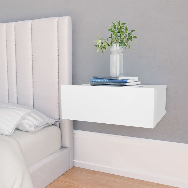 Casa si Gradina - Mobilier - Comode si corpuri - Noptiere - Noptiera suspendata, 2 buc., alb, 40x30x15 cm, PAL - Infinity.ro