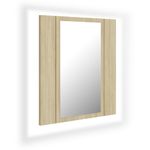 Casa si Gradina - Mobilier - Comode si corpuri - Masute de toaleta - Dulap de baie cu oglinda & LED, stejar Sonoma, 40x12x45 acril - Infinity.ro
