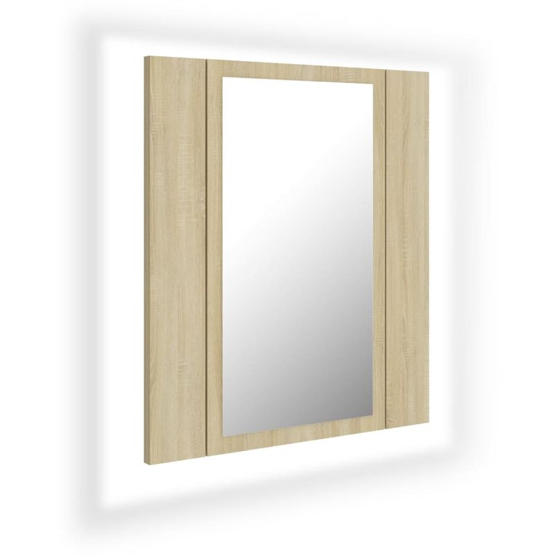 Casa si Gradina - Mobilier - Comode si corpuri - Masute de toaleta - Dulap de baie cu oglinda & LED, stejar Sonoma, 40x12x45 acril - Infinity.ro
