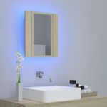 Casa si Gradina - Mobilier - Comode si corpuri - Masute de toaleta - Dulap de baie cu oglinda & LED, stejar Sonoma, 40x12x45 acril - Infinity.ro