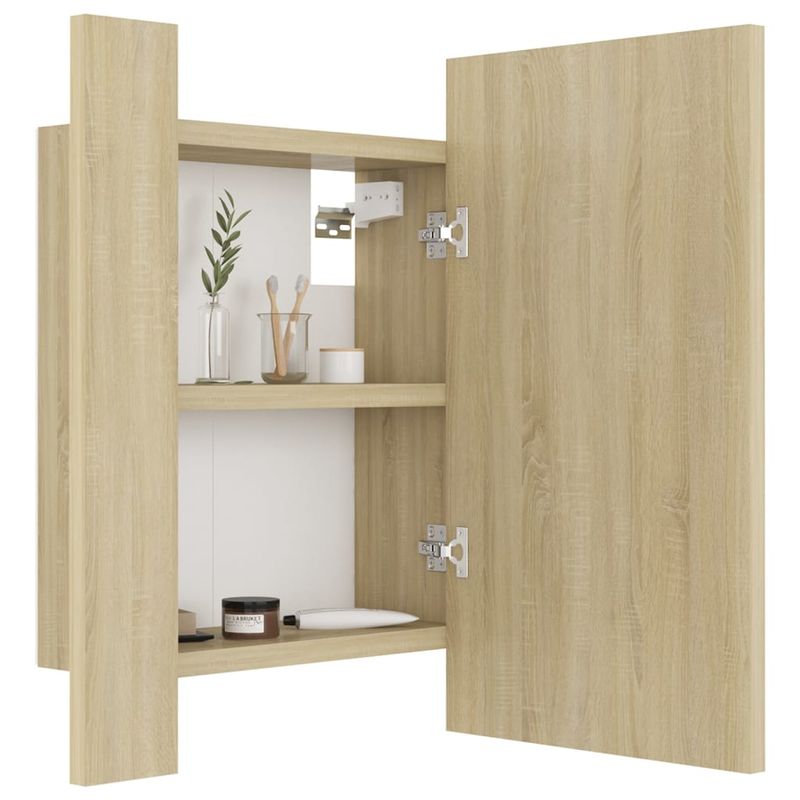 Casa si Gradina - Mobilier - Comode si corpuri - Masute de toaleta - Dulap de baie cu oglinda & LED, stejar Sonoma, 40x12x45 acril - Infinity.ro