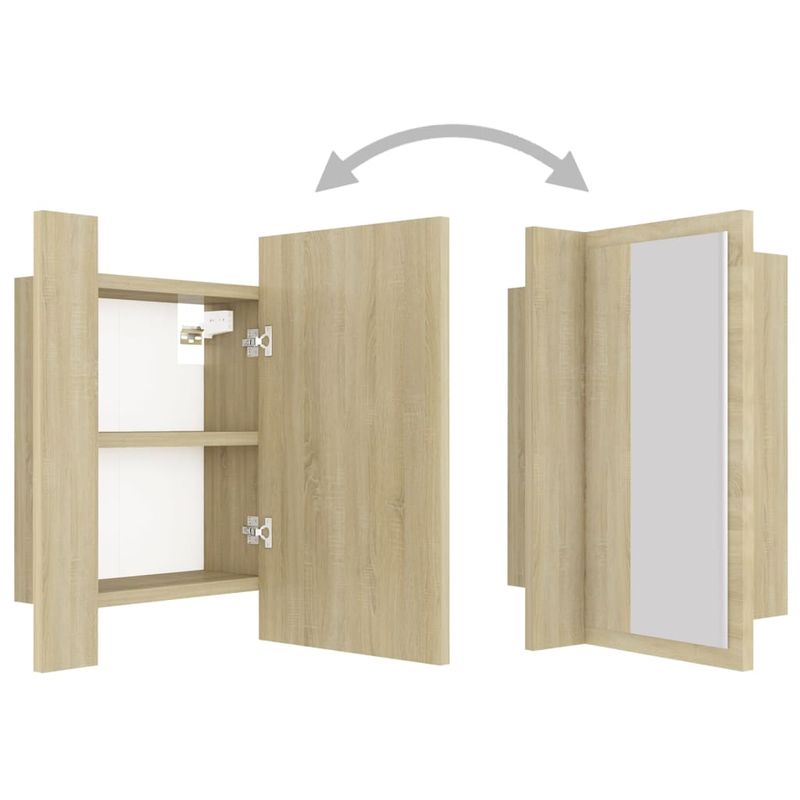 Casa si Gradina - Mobilier - Comode si corpuri - Masute de toaleta - Dulap de baie cu oglinda & LED, stejar Sonoma, 40x12x45 acril - Infinity.ro